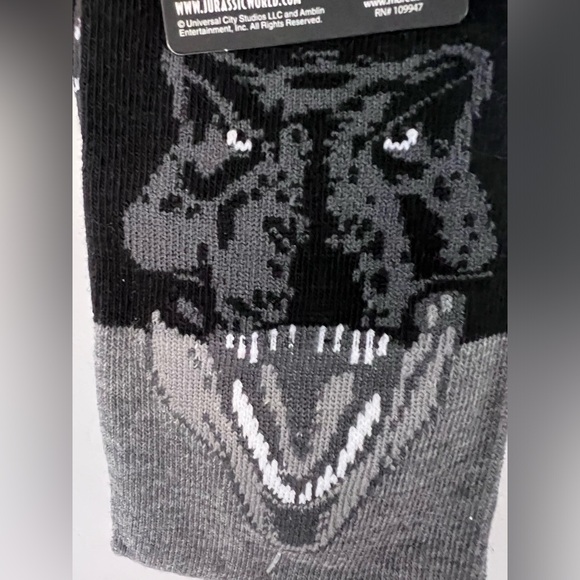 Novelty Socks Jurassic Park Mens Crew World Dinosaur T-Rex 6 1/2-12 NWT 2 pack - Picture 3 of 5